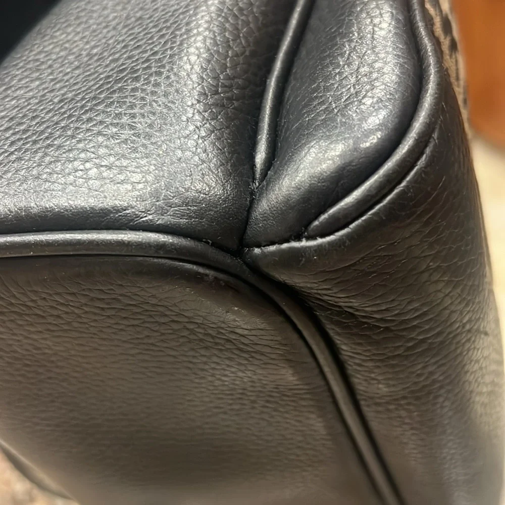 Michael Kors Monogram Canvas & Leather Black & Beige Abbey Backpack